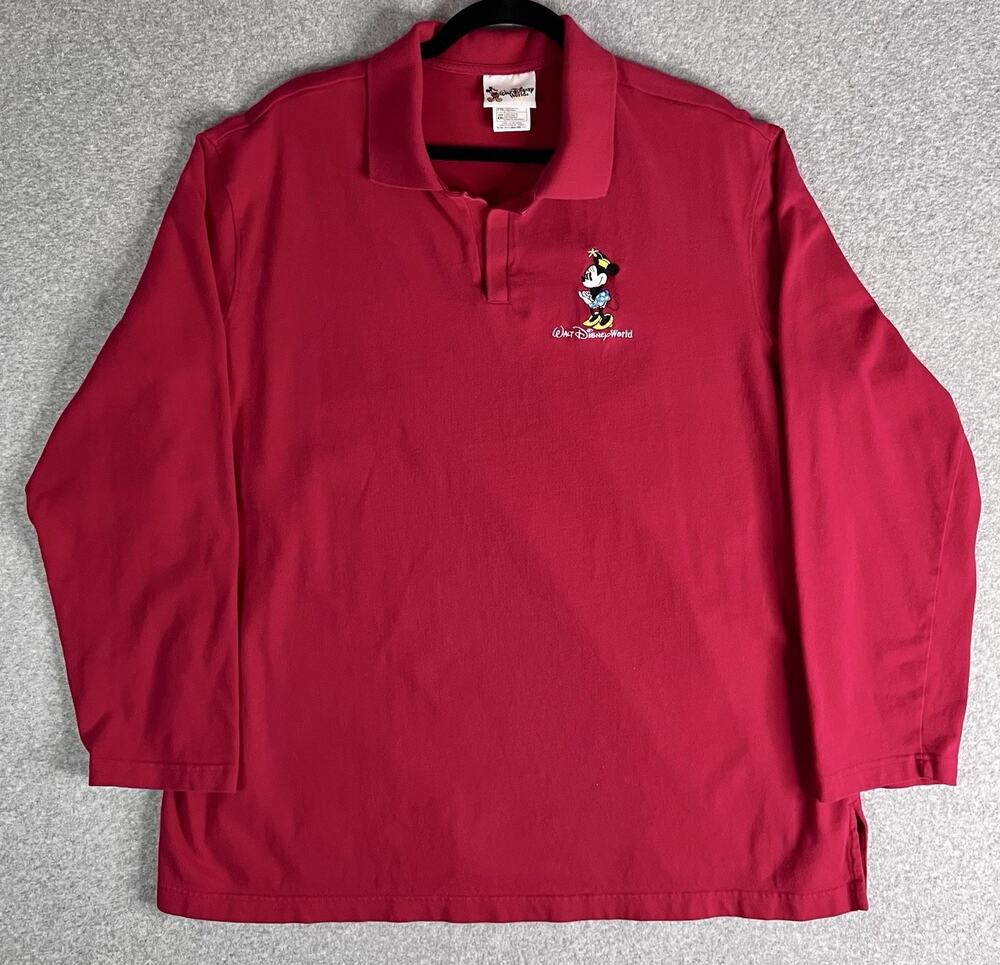 Walt Disney World Minnie Mouse Red Embroidered Long Sleeve Polo XXL